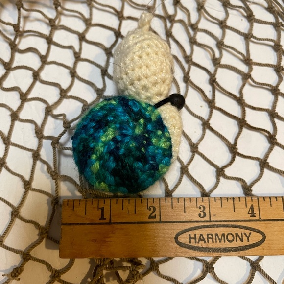 Crochet  Snail Cream & Blue  Lava Bead Essential Oil Diffuser Ornament SK - Picture 2 of 6